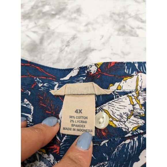 Duluth Wrinkle Fighter Tunic Button Shirt Blue White Floral Long Sleeve Size 4X - Picture 4 of 8